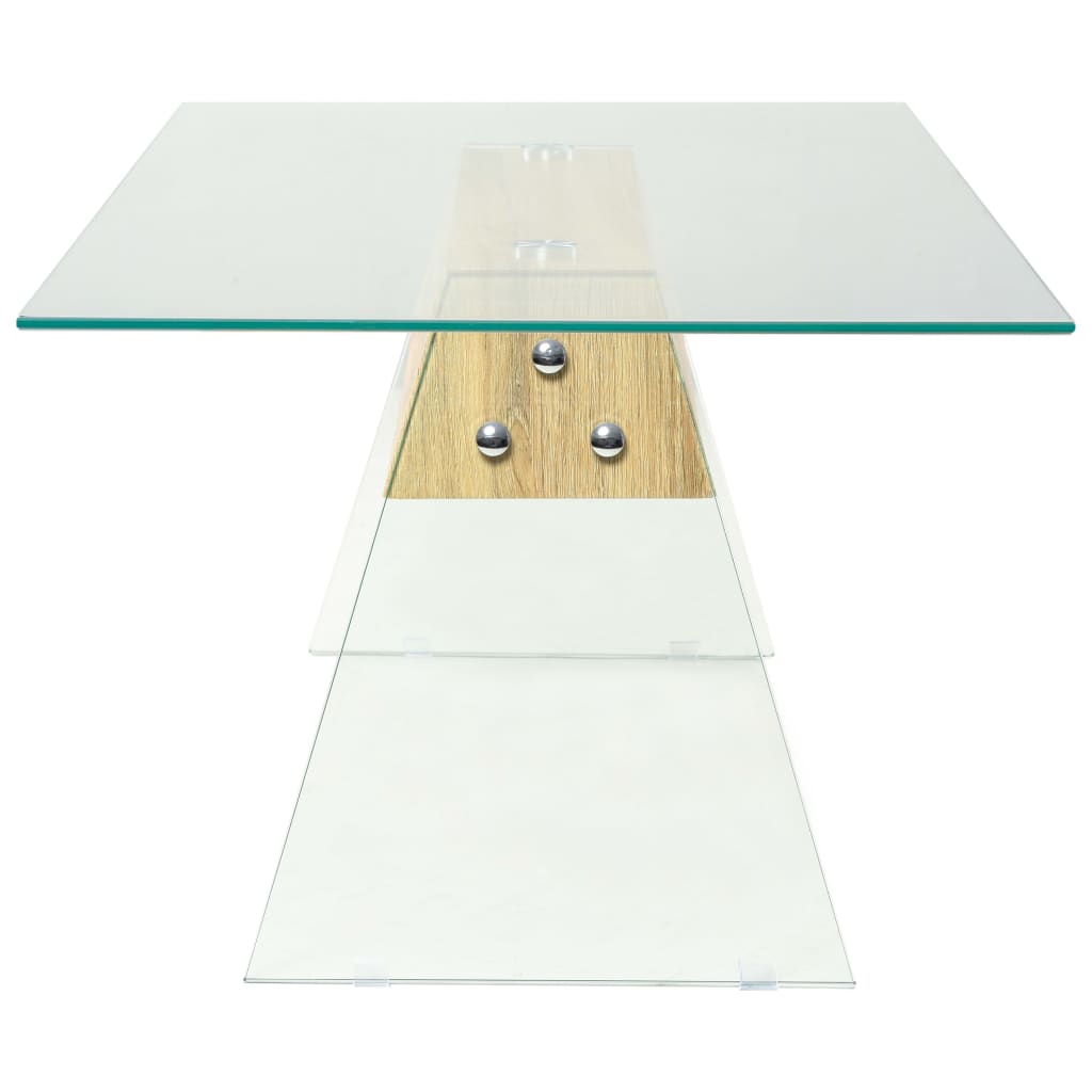 vidaXL Tavolino da Caffè in MDF e Vetro 110x55x40 cm Colore Quercia