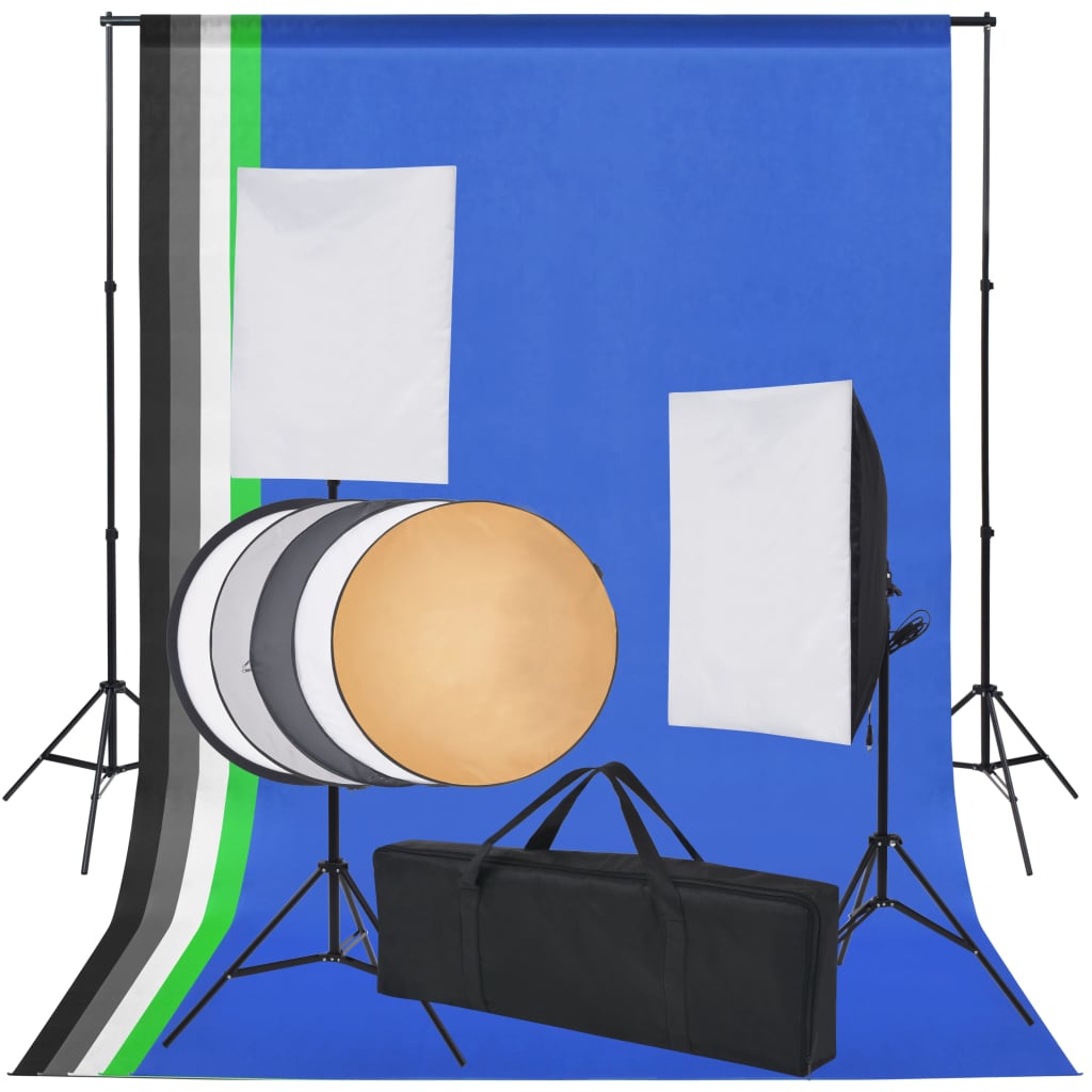 vidaXL Kit Studio Fotografico 5 Sfondi Colorati & 2 Softbox