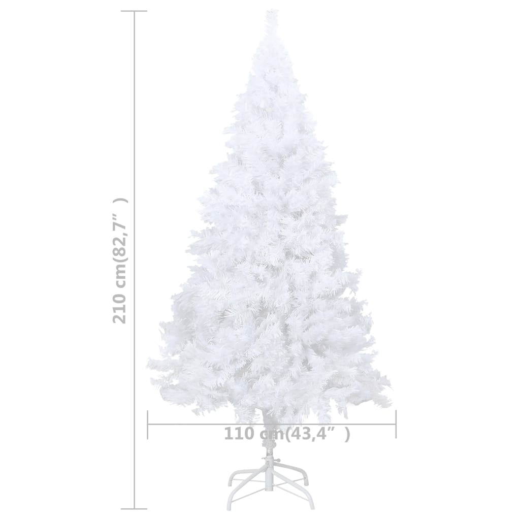 vidaXL Albero di Natale Preilluminato con Palline Bianco 210 cm PVC