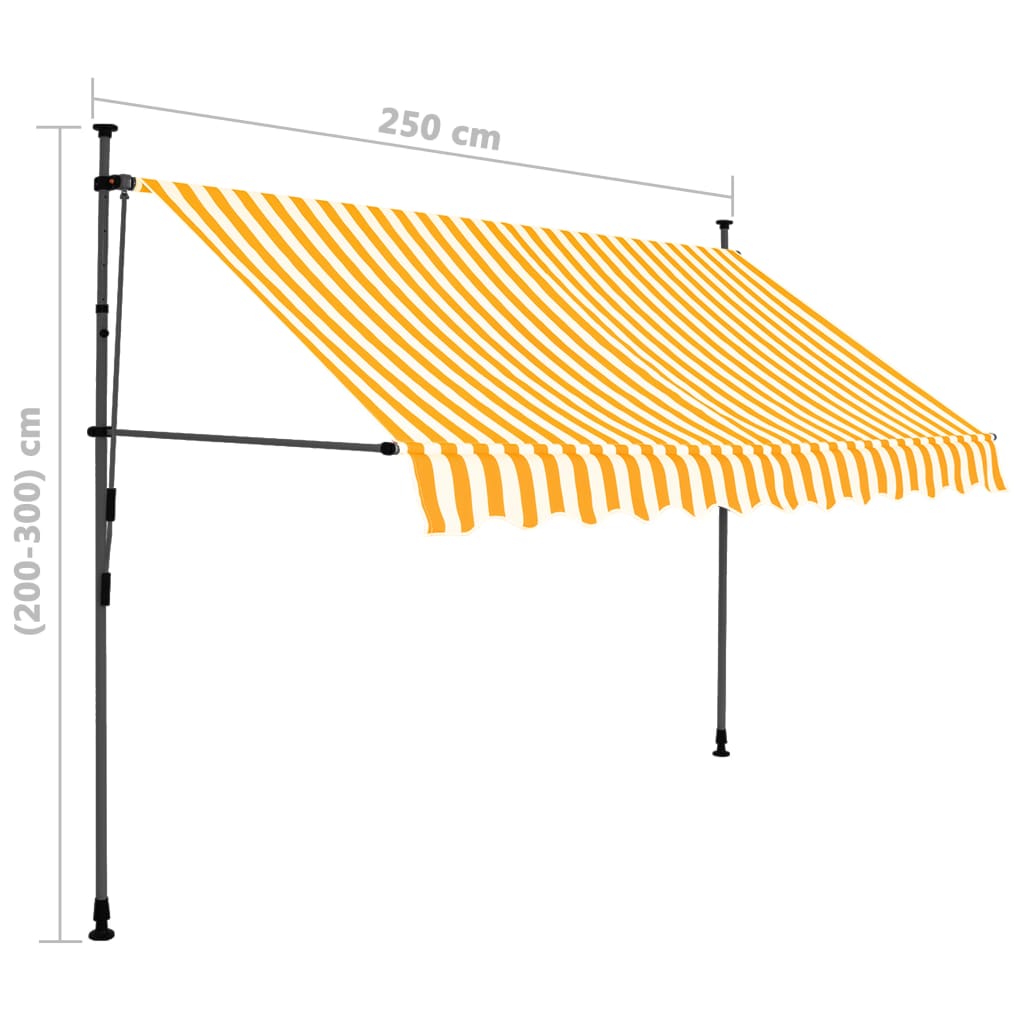 vidaXL Tenda da Sole Retrattile Manuale LED 250 cm Bianca e Arancione