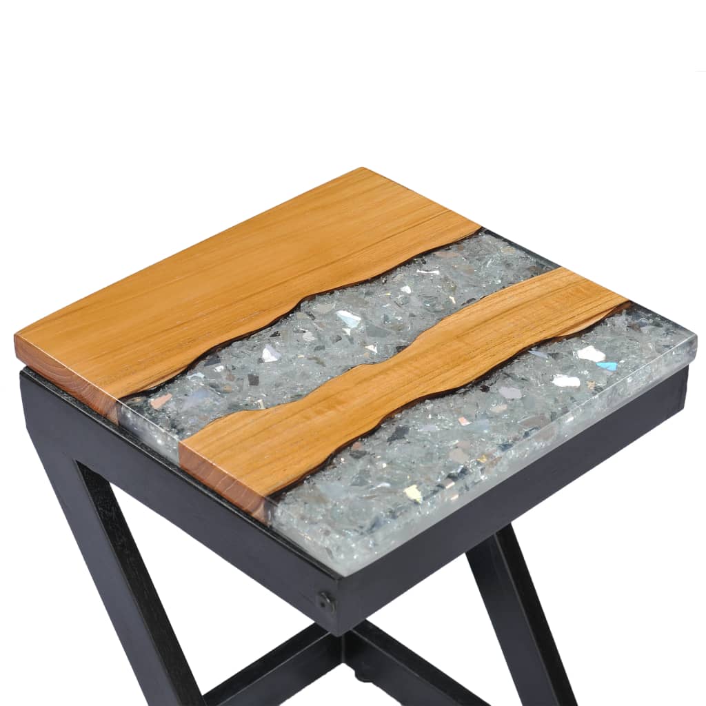 vidaXL Tavolino da Caffè 30x30x50 cm Legno Massello Teak e Poliresina