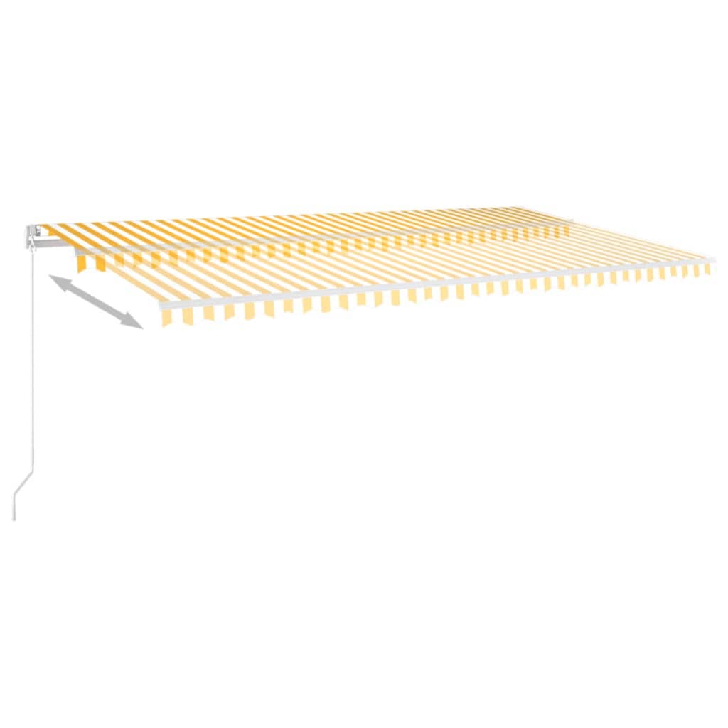 vidaXL Tenda da Sole Retrattile Manuale LED 600x350 cm Giallo e Bianco