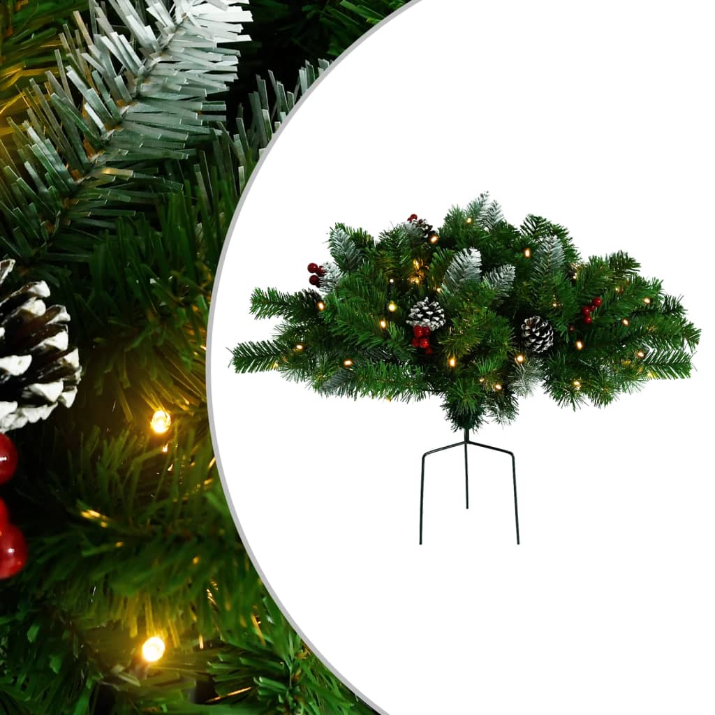 vidaXL Albero di Natale Artificiale per Viali con LED Verde 40 cm PVC