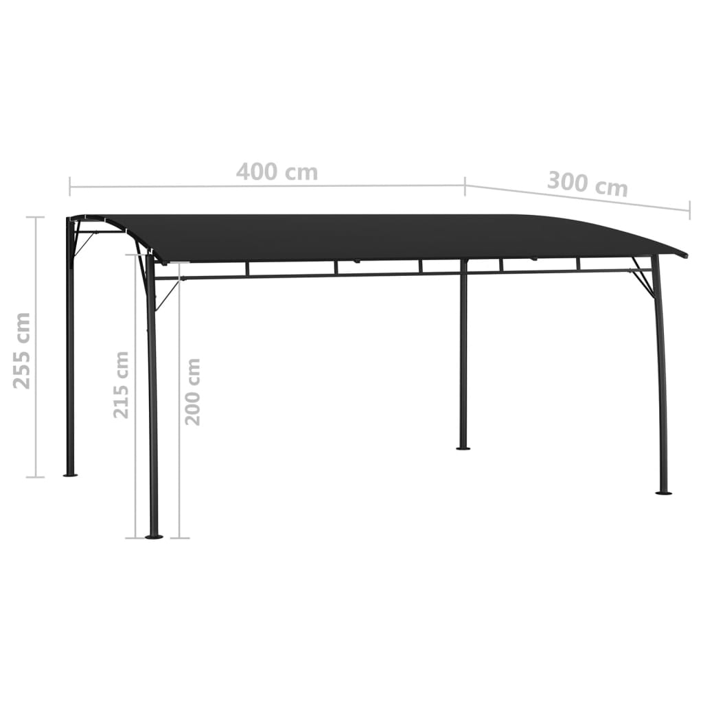 vidaXL Tenda Parasole da Giardino 4x3x2,55 m Antracite