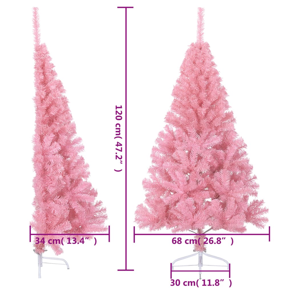 vidaXL Albero di Natale Artificiale a Metà con Supporto Rosa 120cm PVC