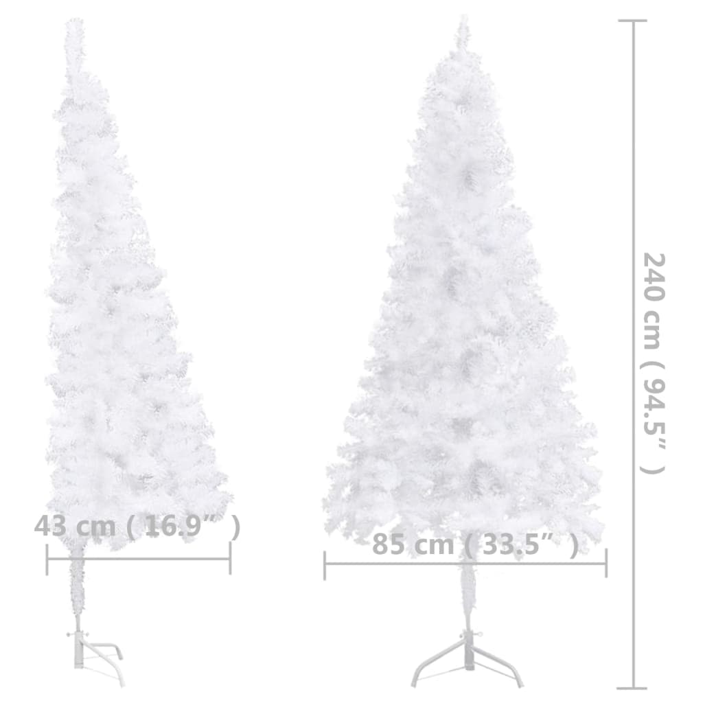 vidaXL Albero di Natale per Angolo Preilluminato Bianco 240 cm PVC