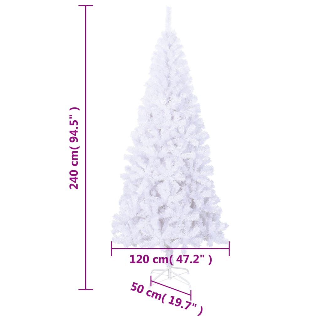 vidaXL Albero di Natale Artificiale L 240 cm Bianco