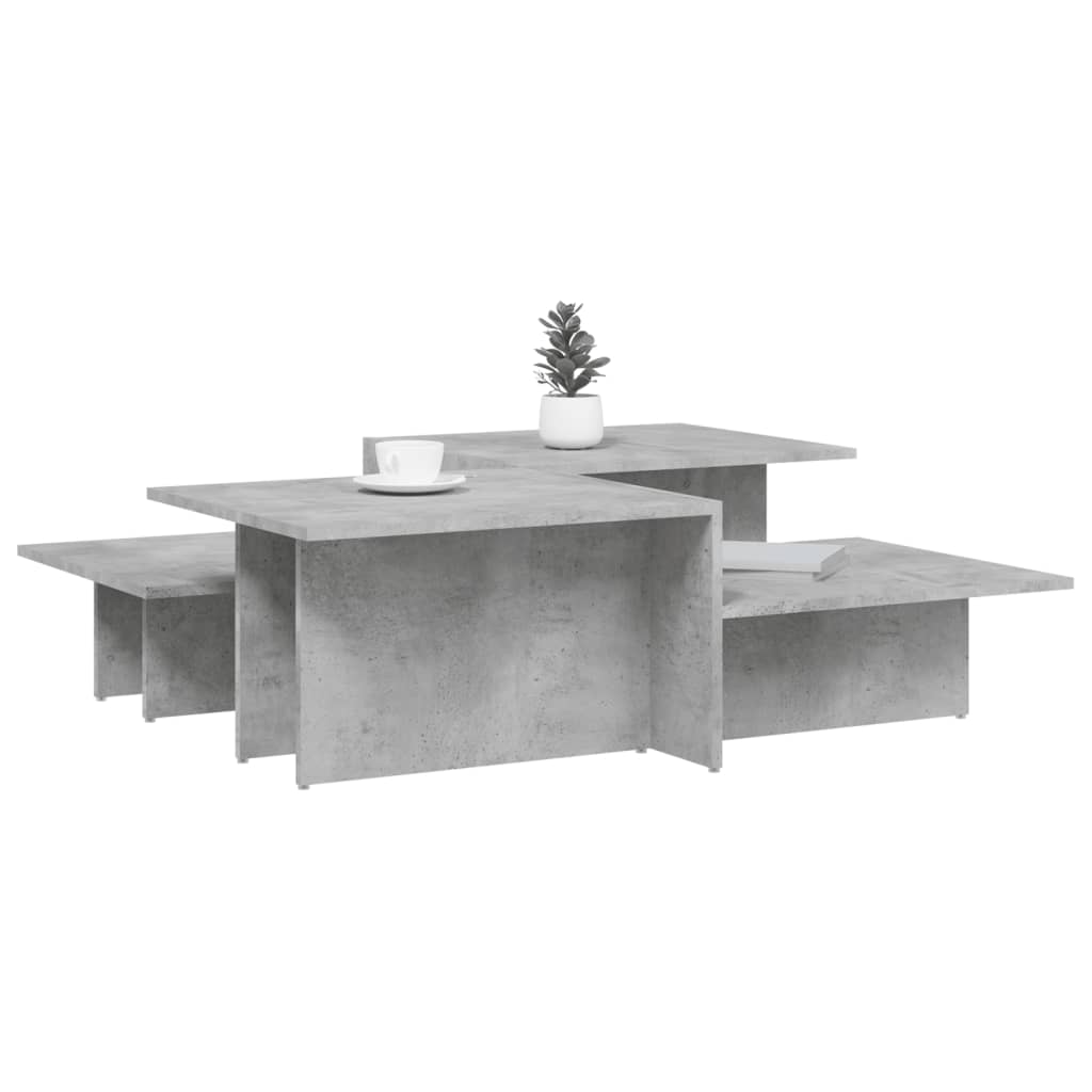 vidaXL Tavolini da Salotto 2 pz Grigio Cemento in Legno Multistrato