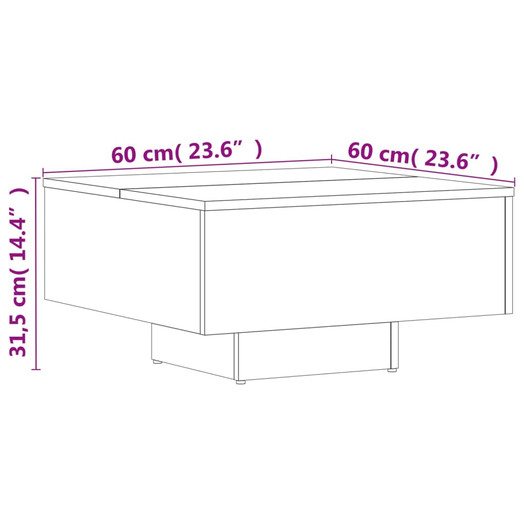 vidaXL Tavolino Salotto Bianco Lucido 60x60x31,5 cm Legno Multistrato