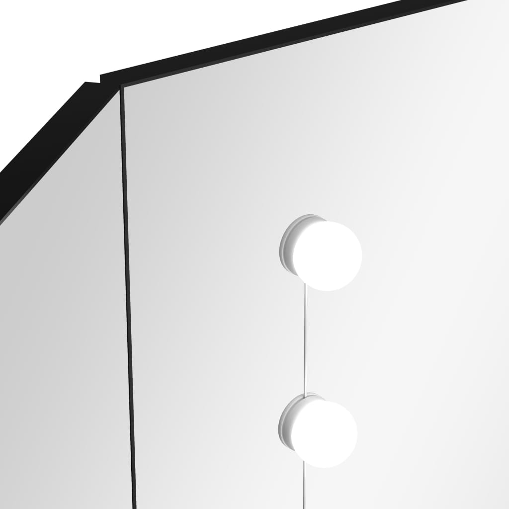 vidaXL Tavolino da Trucco Angolare con LED Nero 111x54x141,5 cm