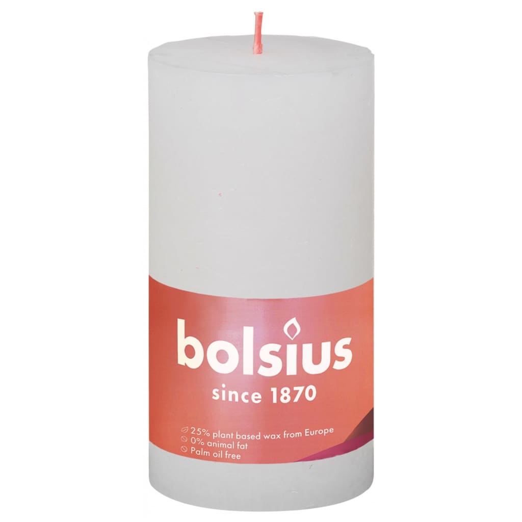 Bolsius Candele Rustiche a Colonna Shine 4 pz 130x68 mm Bianco Nuvola