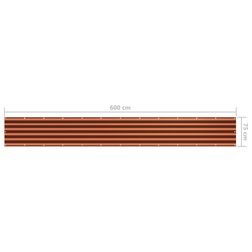 vidaXL Paravento Balcone Arancione e Marrone 75x600 cm Tessuto Oxford