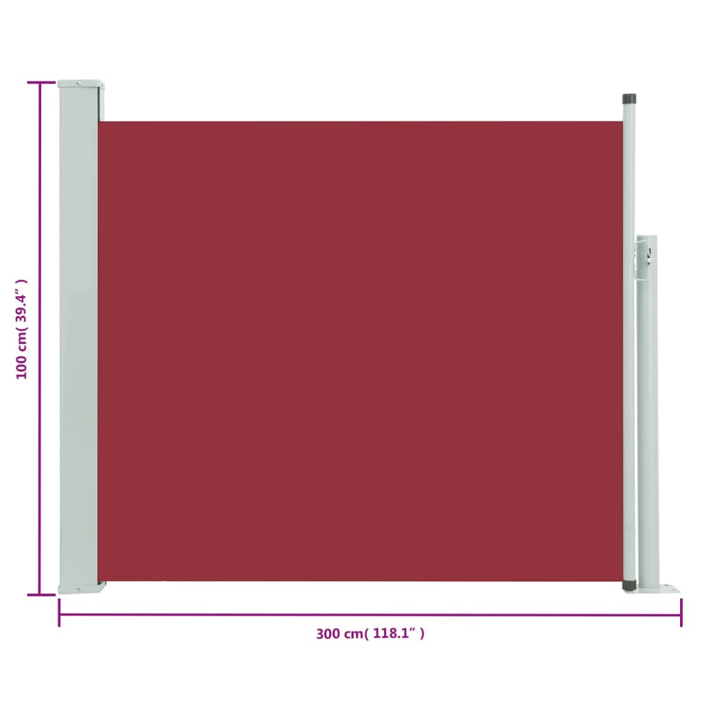 vidaXL Tenda Laterale Retrattile per Patio 100x300 cm Rossa