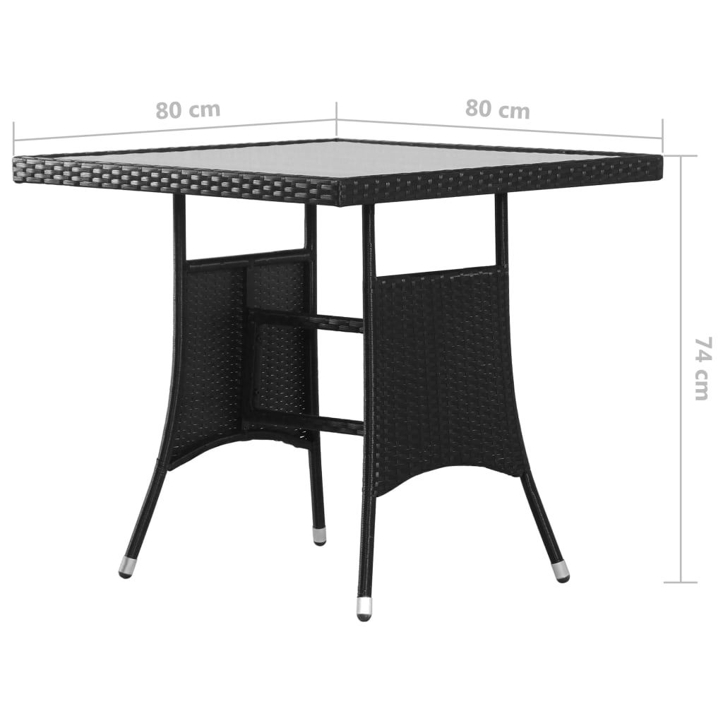 vidaXL Set da Pranzo da Giardino 5 pz in Polyrattan Nero