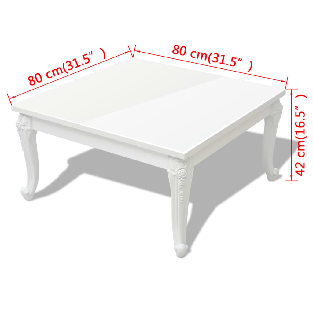 vidaXL Tavolino da Salotto 80x80x42 cm Lucido Bianco
