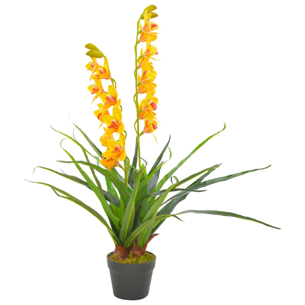 vidaXL Orchidea Artificiale con Vaso Gialla 90 cm