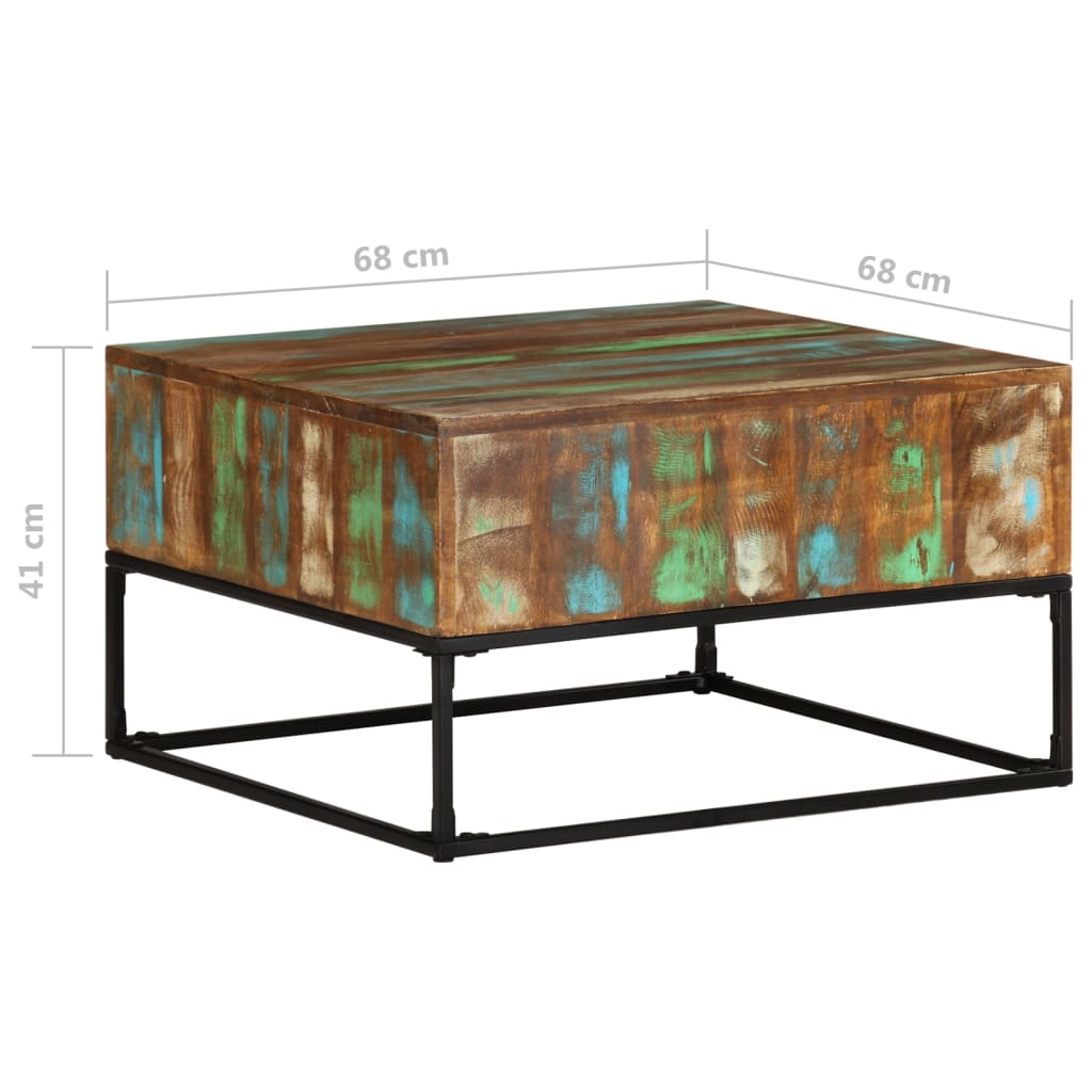 vidaXL Tavolino da Salotto 68x68x41 cm in Legno Massello di Recupero