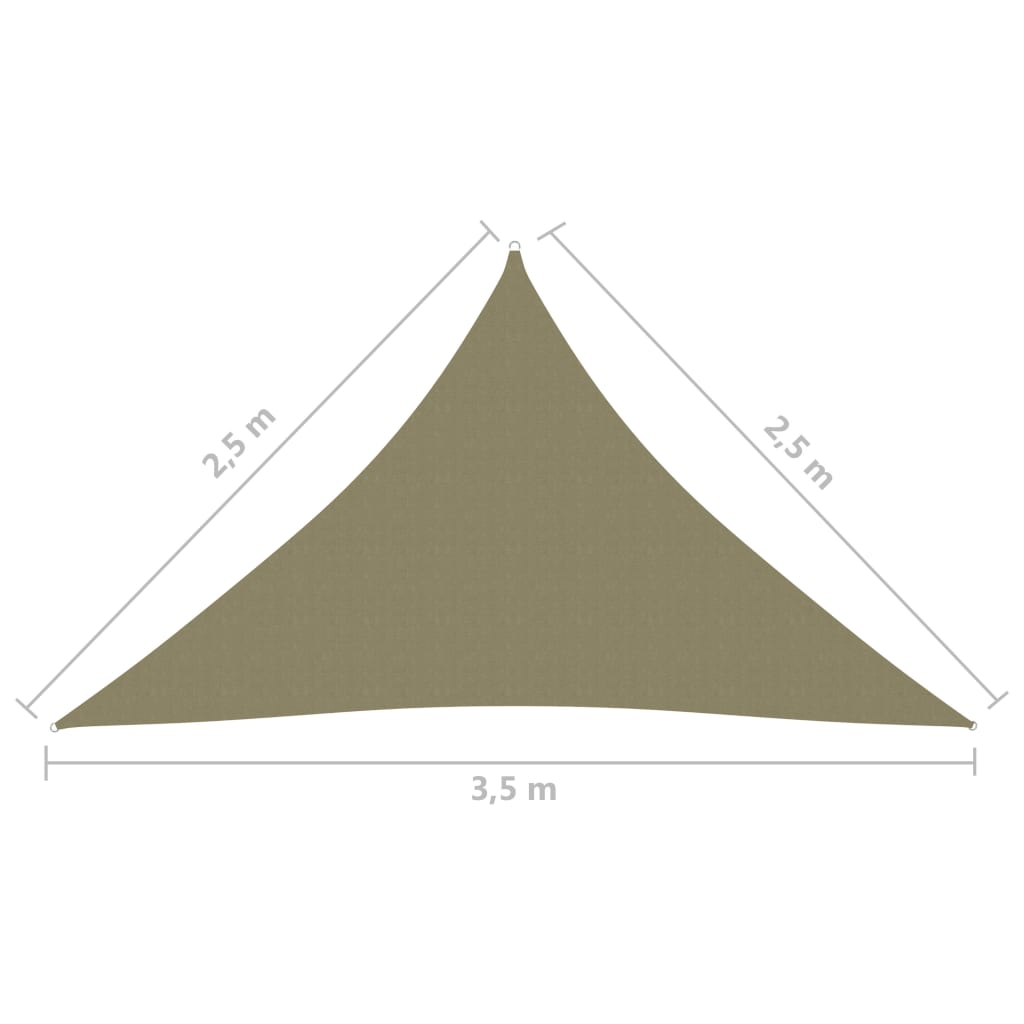 vidaXL Parasole a Vela Oxford Triangolare 2,5x2,5x3,5 m Beige