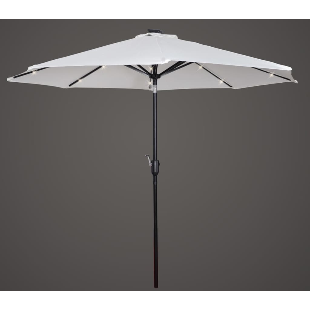 Ombrellone solare a LED, parasole ? 2.7m. poliestere, bianco