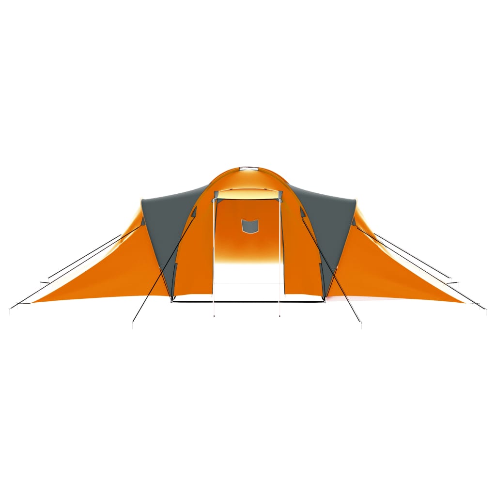 vidaXL Tenda da Campeggio 9 Persone in Tessuto Grigio e Arancione
