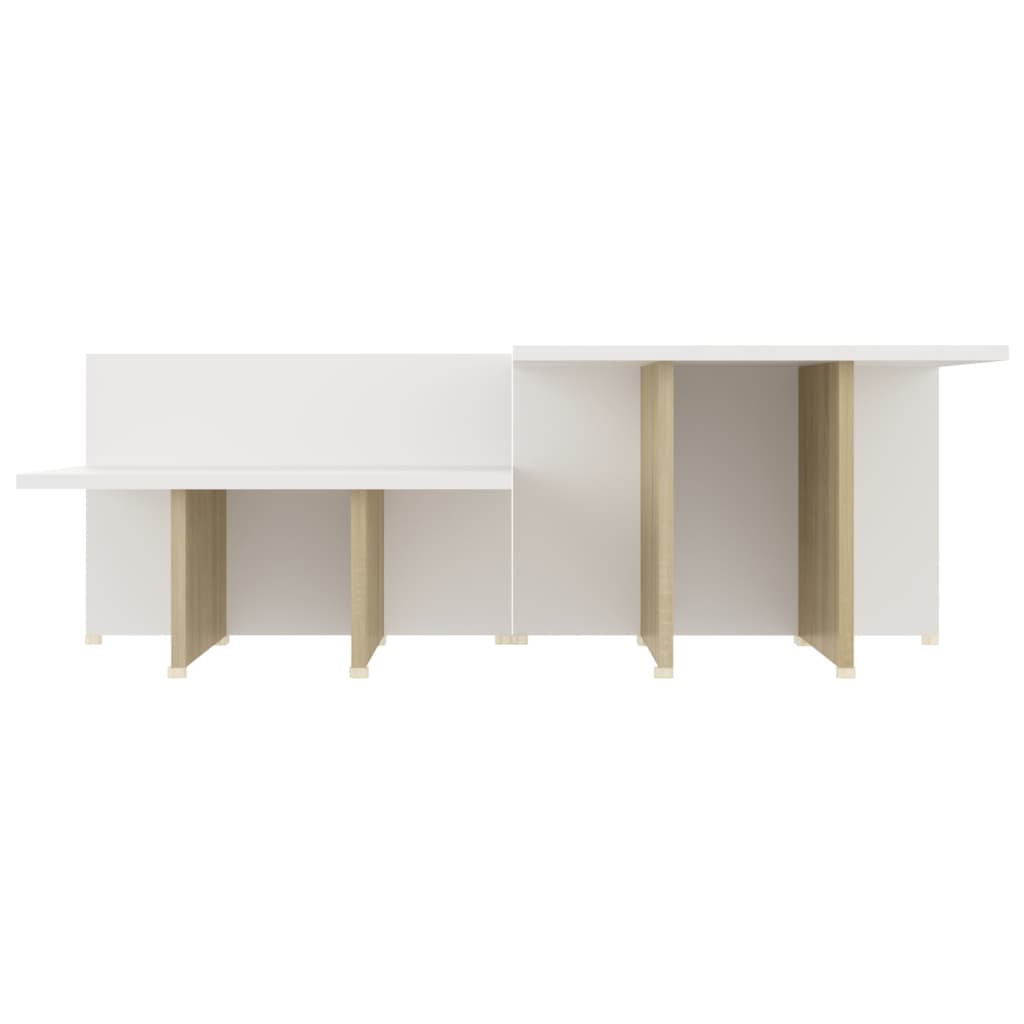 vidaXL Tavolini 2 pz Sonoma e Bianco 111,5x50x33 cm in Multistrato
