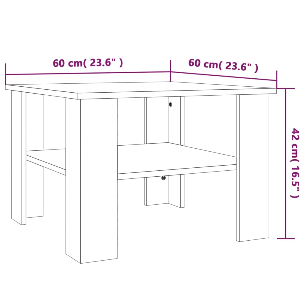 vidaXL Tavolino da Salotto Rovere Fumo 60x60x42 cm Legno Multistrato