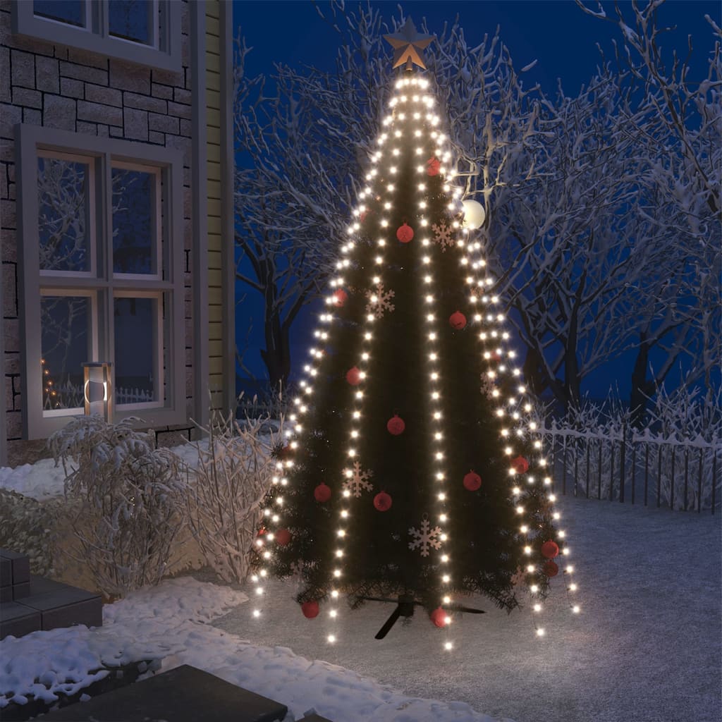 vidaXL Rete di Luce per Albero di Natale 300 LED Bianco Freddo 300 cm