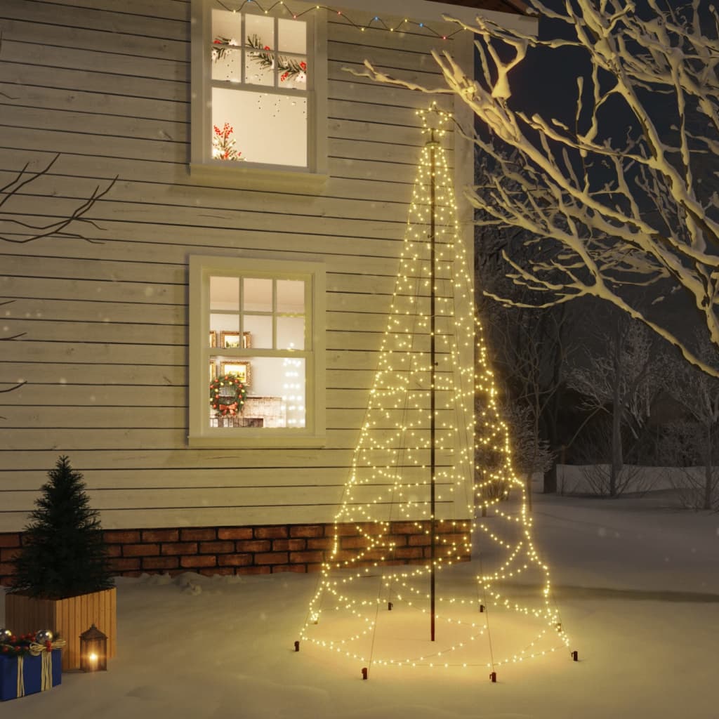 vidaXL Albero di Natale con Palo in Metallo 500 LED Bianco Caldo 3 m