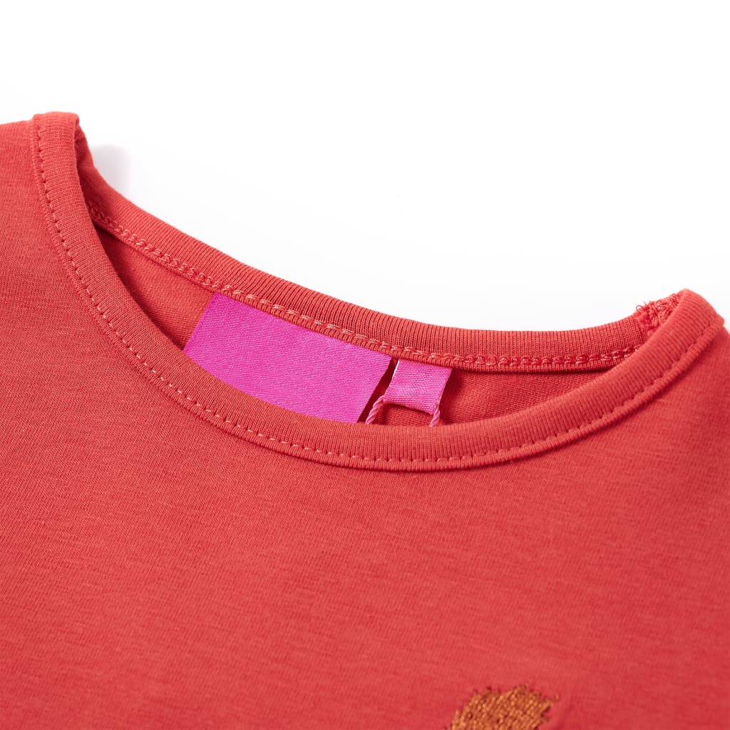 Maglietta da Bambina a Maniche Lunghe Rosso Bruciato 92