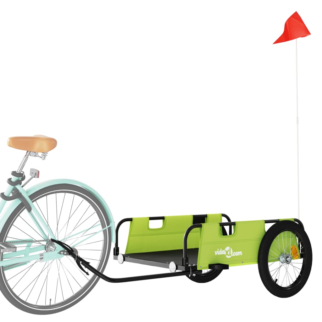 vidaXL Rimorchio per Bici da Carico Verde in Tessuto Oxford e Ferro