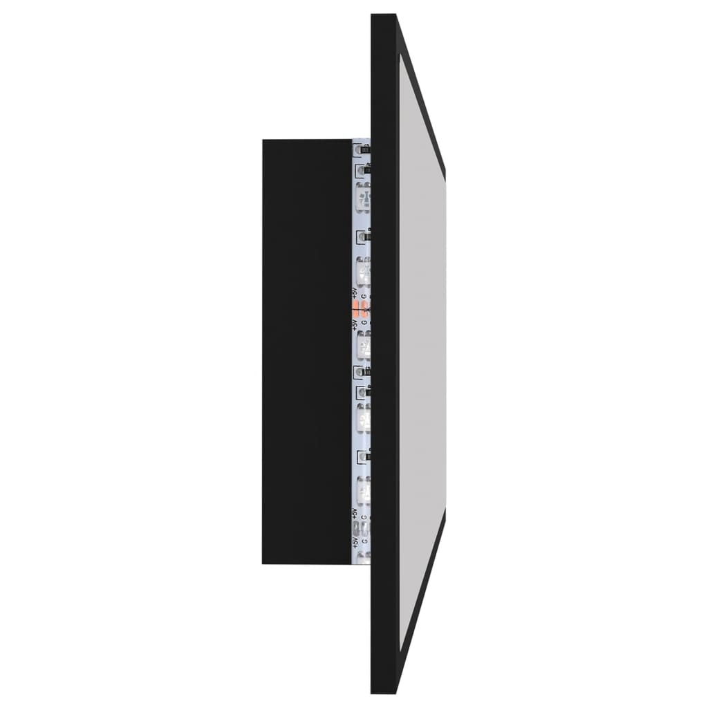 vidaXL Specchio da Bagno a LED Nero 100x8,5x37 cm in Acrilico