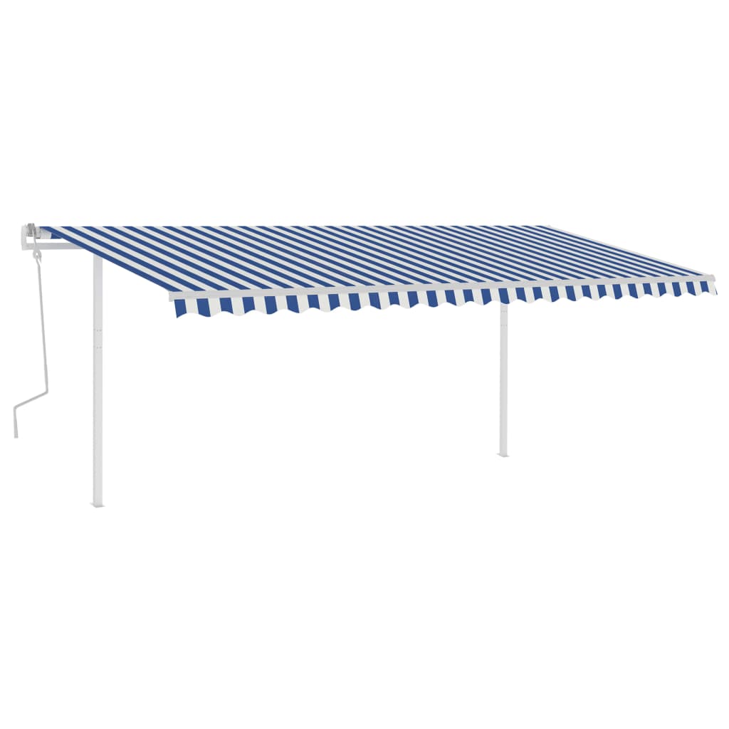 vidaXL Tenda da Sole Retrattile Manuale con LED 5x3,5 m Blu e Bianca