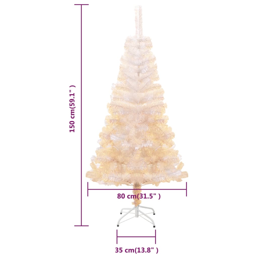 vidaXL Albero di Natale Artificiale Punte Iridescenti Bianco 150cm PVC