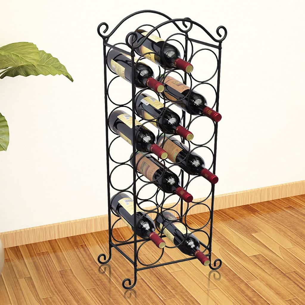 vidaXL Porta Bottiglie di Vino per 21 Bottiglie in Metallo