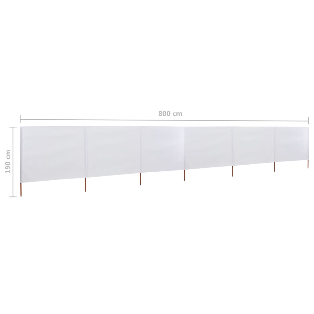 vidaXL Paravento a 6 Pannelli in Tessuto 800x160 cm Bianco Sabbia