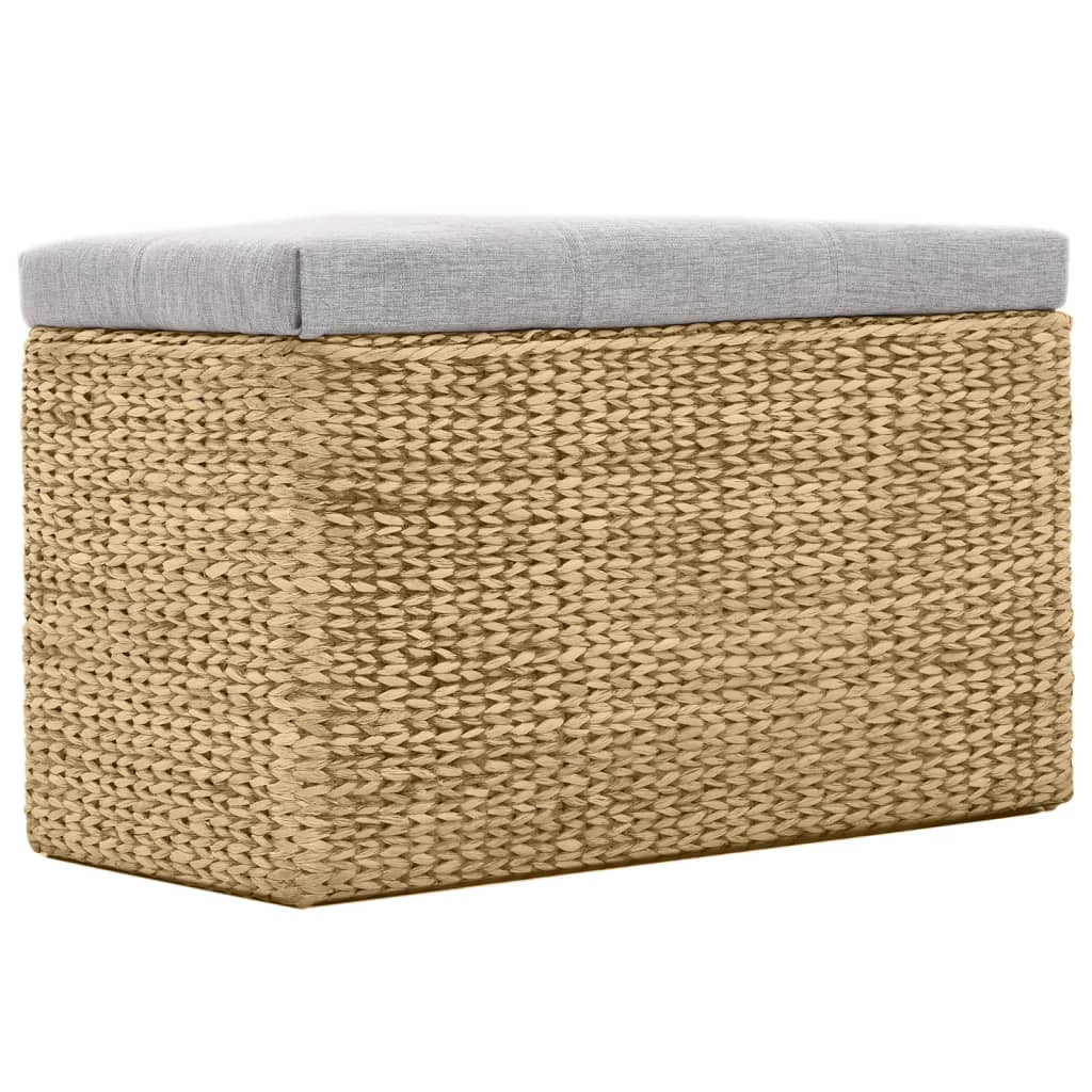 vidaXL Panca 2 Pouf in Giunco Grigio Cassapanca Contenitore Panchina Sgabelli