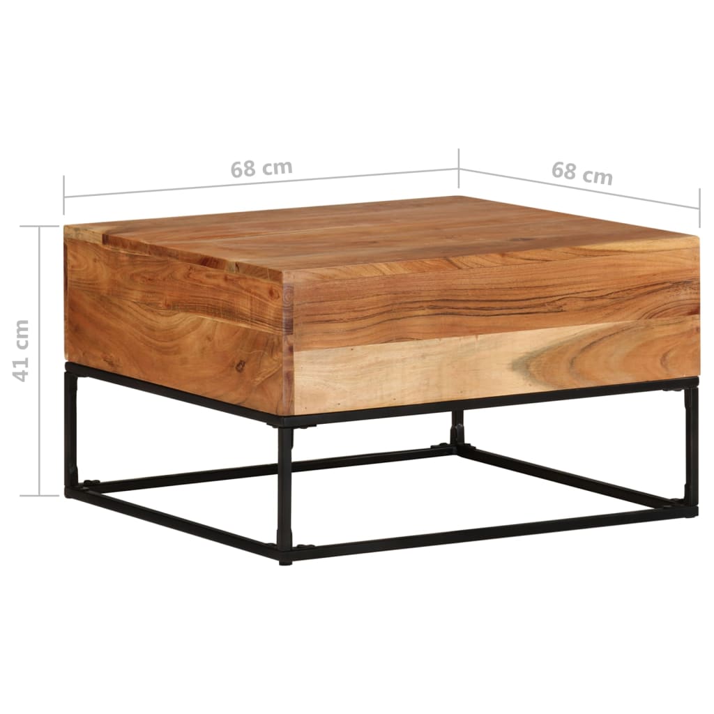 vidaXL Tavolino da Salotto 68x68x41 cm in Legno Massello di Acacia