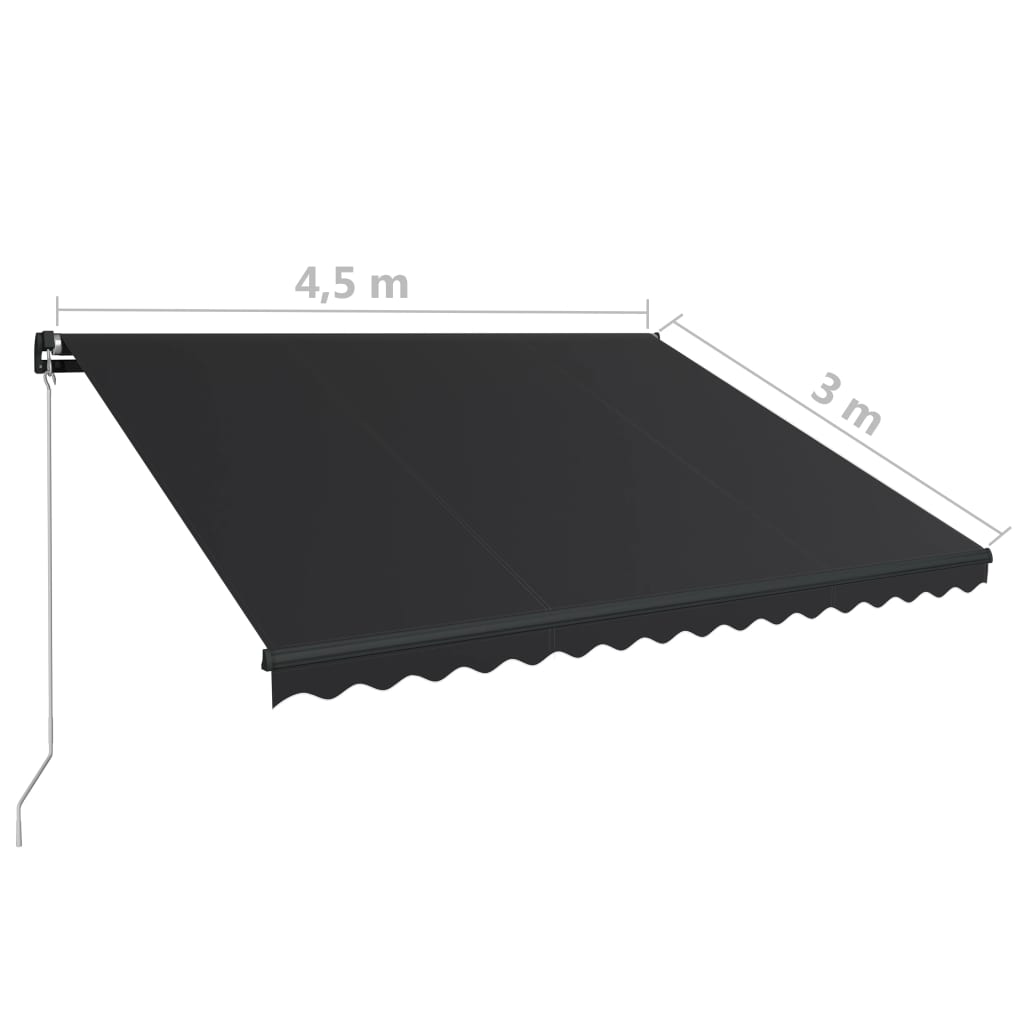 vidaXL Tenda da Sole Retrattile Manuale con LED 450x300 cm Antracite
