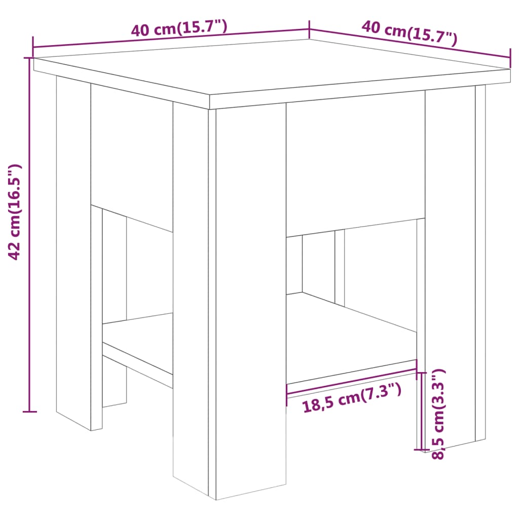 vidaXL Tavolino da Salotto Bianco Lucido 40x40x42 cm Legno Multistrato