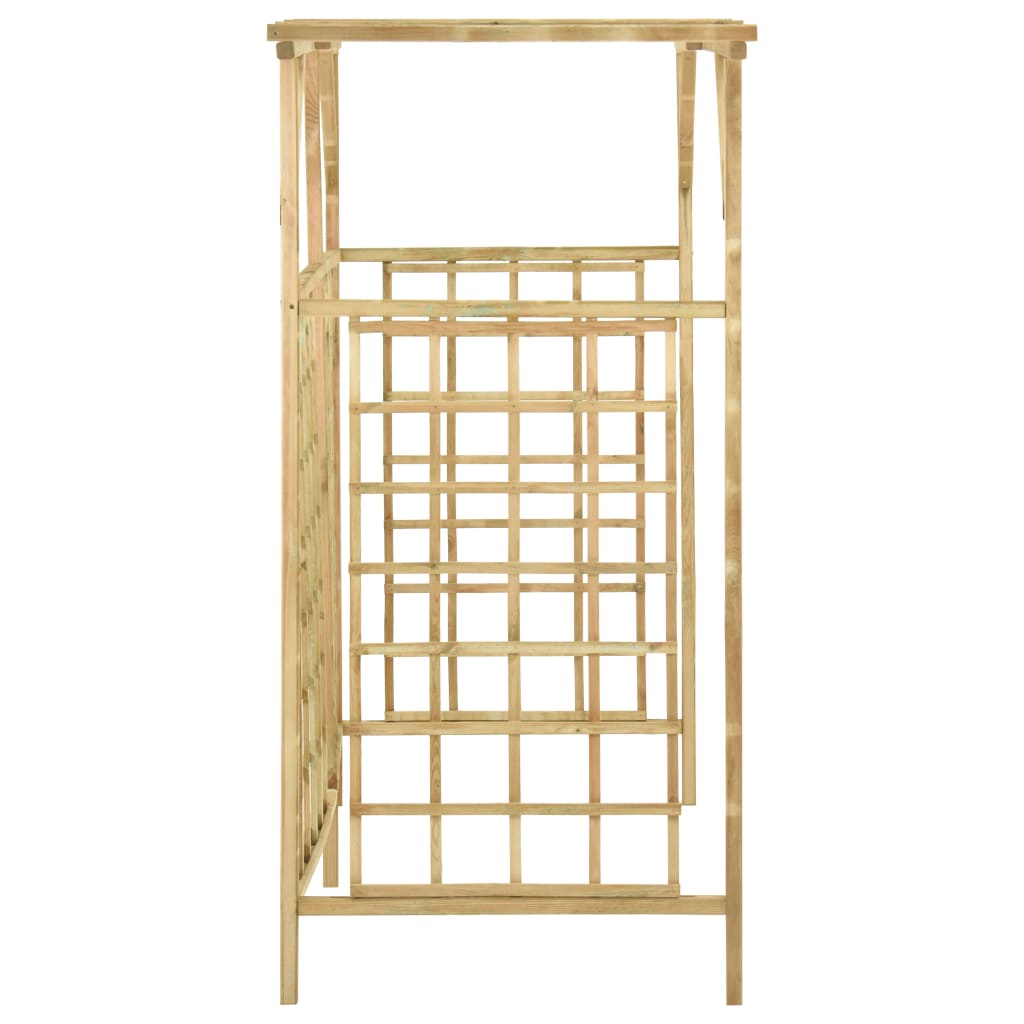 Solivagant Pergolato Per Bidoni Doppi In Legno Di Pino Impregnato, 140x80x168 Cm, Marrone, Antimuffa, Per Giardino, Cortile E Spazi Esterni, Sostegno Per Piante Rampicanti