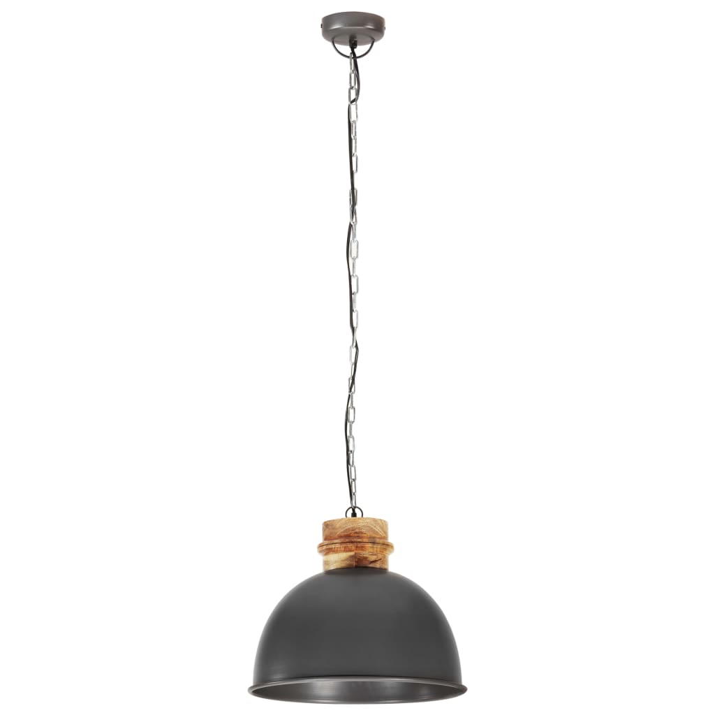 vidaXL Lampada Soffitto Industriale Grigia Rotonda 50 cm E27 in Mango