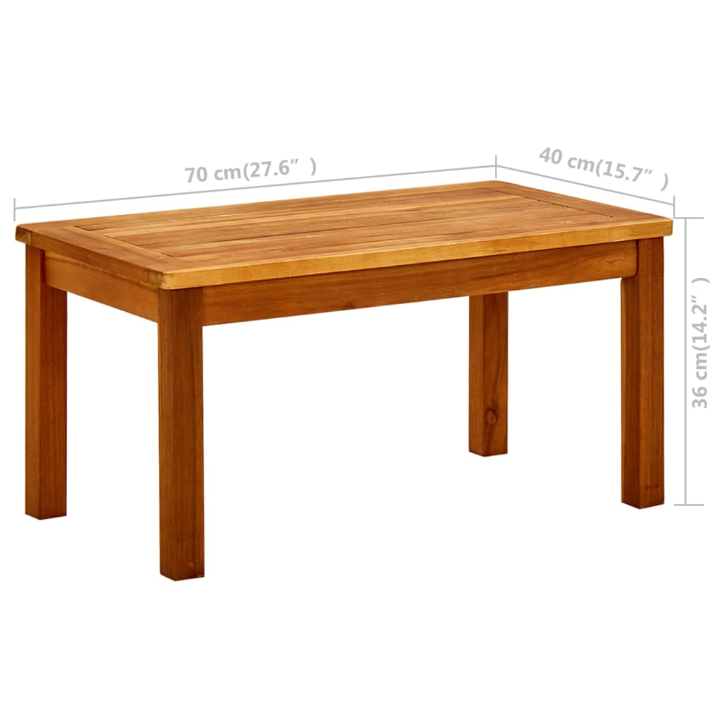 vidaXL Tavolino da Giardino 70x40x36 cm in Legno Massello di Acacia