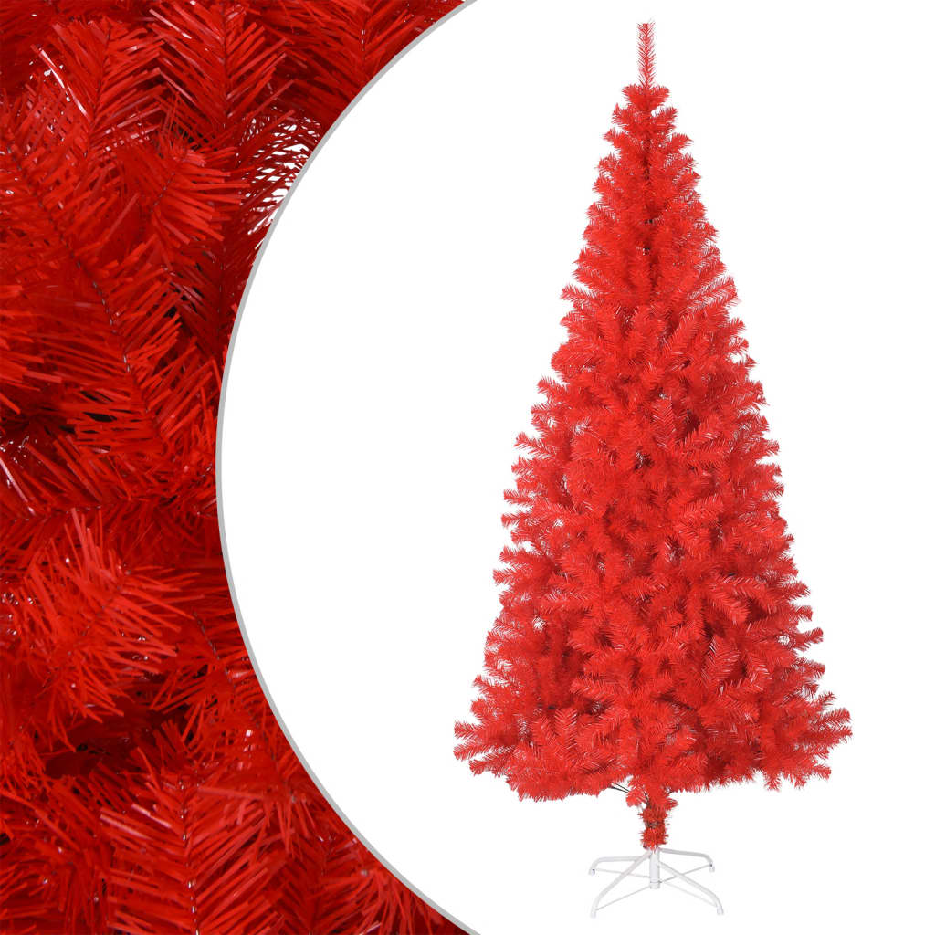 vidaXL Albero di Natale Artificiale Sottile con Base Rosso 180 cm PVC