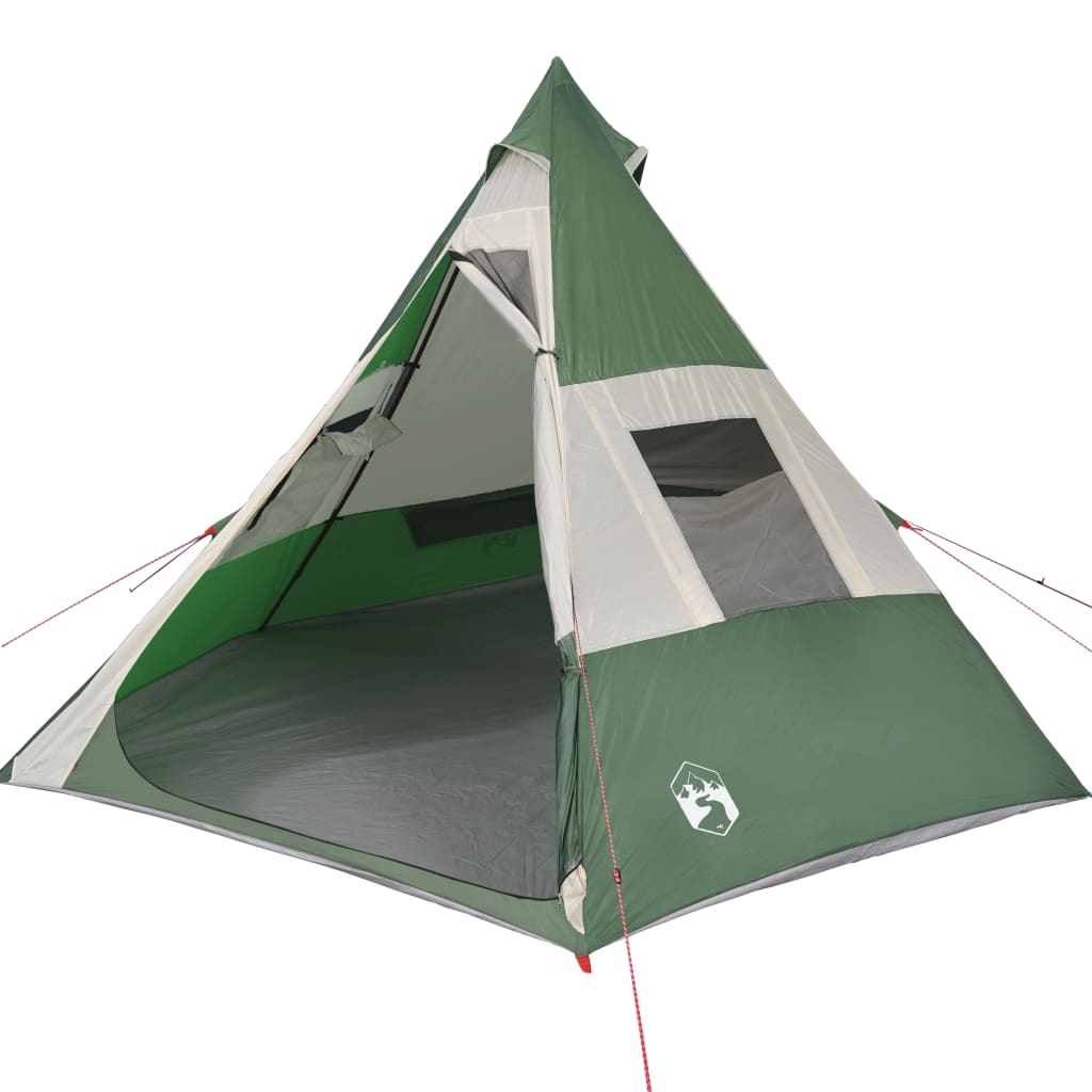 vidaXL Tenda da Campeggio Tipi per 7 Persone Verde Impermeabile