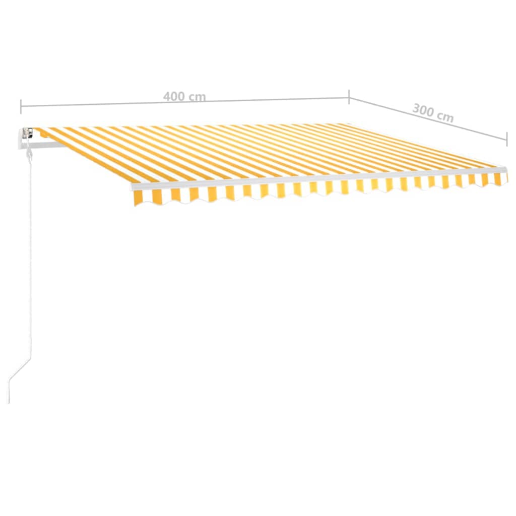 vidaXL Tenda da Sole Retrattile Manuale con Pali 4x3m Gialla e Bianca