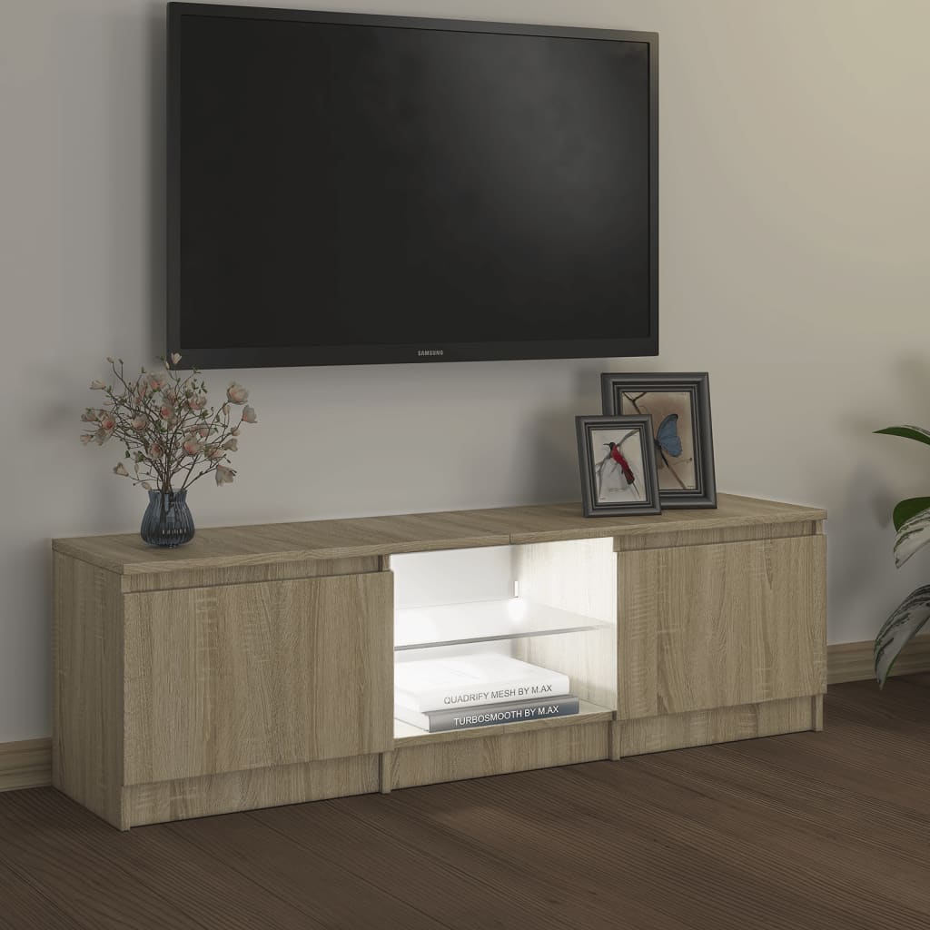 vidaXL Mobile Porta TV con Luci LED Rovere Sonoma 120x30x35,5 cm