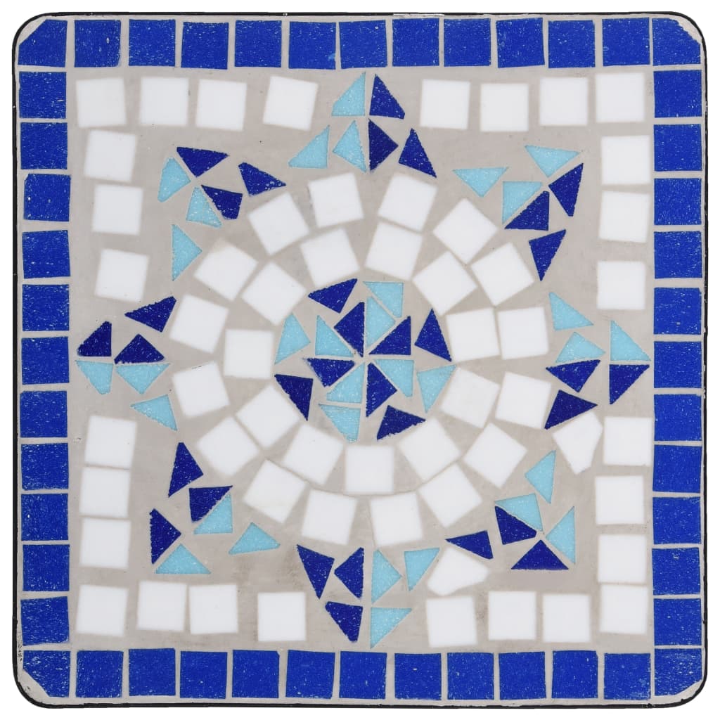 vidaXL Tavolino di Servizio con Mosaico Blu e Bianco in Ceramica