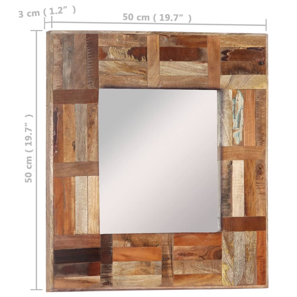 vidaXL Specchio da Parete in Legno Massello di Recupero 50x50 cm