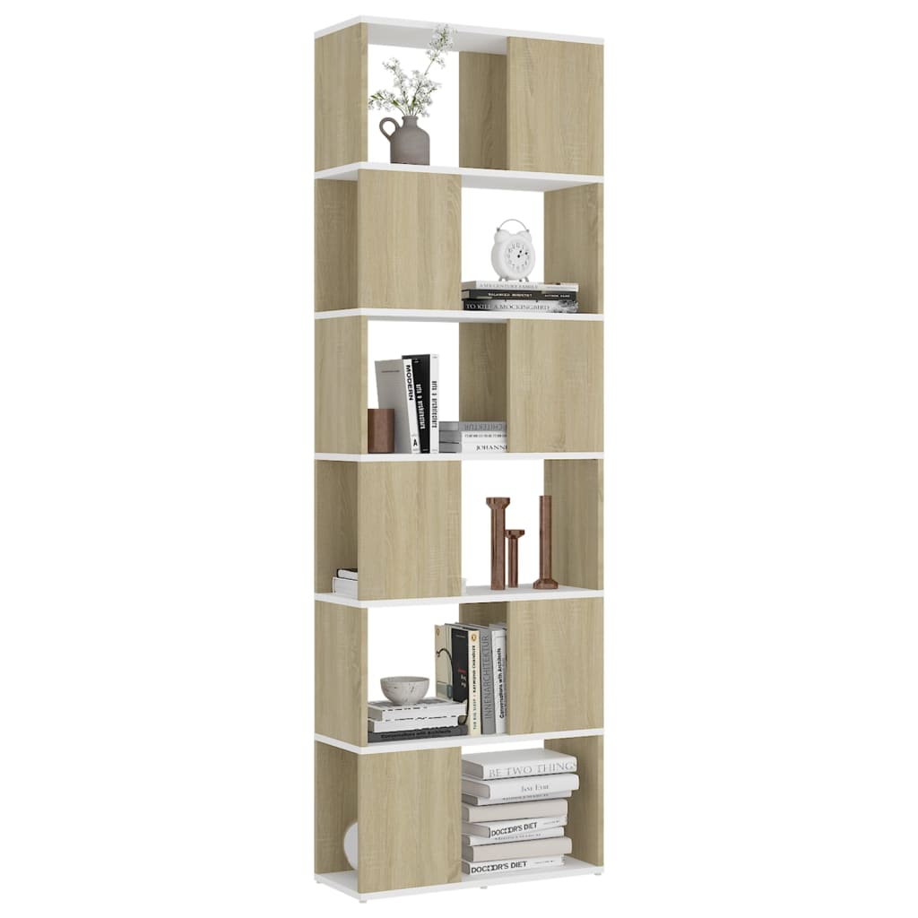 vidaXL Libreria/Divisorio Bianco e Rovere Sonoma 60x24x186 cm
