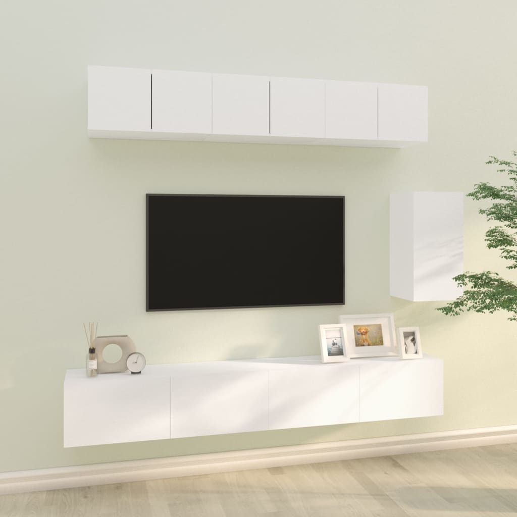 vidaXL Set di Mobili Porta TV 6 pz Bianco in Legno Multistrato